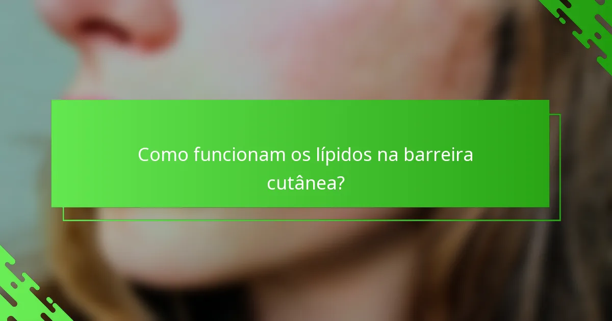 Como funcionam os lípidos na barreira cutânea?